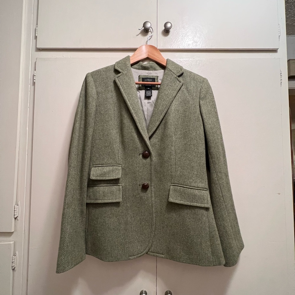 J Crew Sage Herringbone Blazer